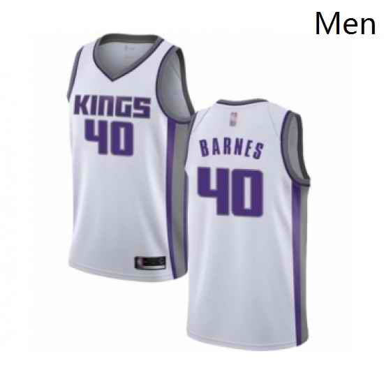 Mens Sacramento Kings 40 Harrison Barnes Authentic White Basketball Jersey Association Edition